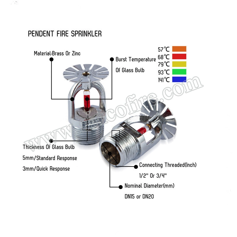 68 Celsius Degree 3/4 Inch Pendent Type Fire Sprinkler